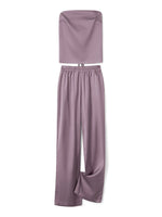 Women 2 Piece Pant Outfits Bandage Backless Bandeau Tops and Elastic Wide Leg Pants Set Streetwear Aesthetic Summer Clothes