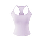 Early Spring New Style Hot Girl Pure Desire Sexy U-Neck Chest Pad Elastic Base Tank Solid Color Backless Sleeveless Top 6JYN