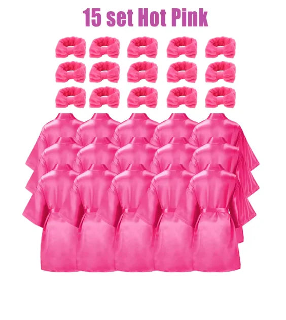 6-18Set Spa Party Robes for Girls Spa Gowns for Girls Spa Supplies Kimono Satin Robe Sleepover Pajamas Party Birthday Slumber