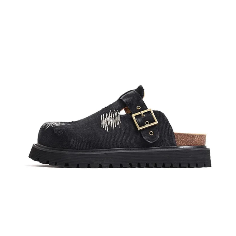 2025 Brand New Big Size 45 Denim Leisure Mules Shoes Women Trendy Comfy Walk Casual Clogs Flats Outdoor Slipper Men Slides