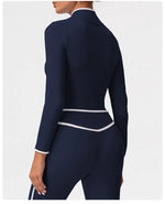 Women's Yoga Top Color-Block Zipper Stand Collar Bare Jacket Autumn Winter Outerwear Running Fitness Long Sleeve Coat