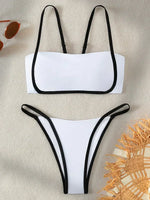 Splicing Mini Micro Thong Bikini Female Swimsuit Women Bandeau Swimwear Two-pieces Bikini Set Brazilian Bather Bathing Suit Swim