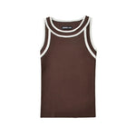 Slim-fit Color-blocked Sleeveless Tank Top For Women Spring Round-neck Slim-fit Hot Girl Knit Short Top Casual Style 77RB