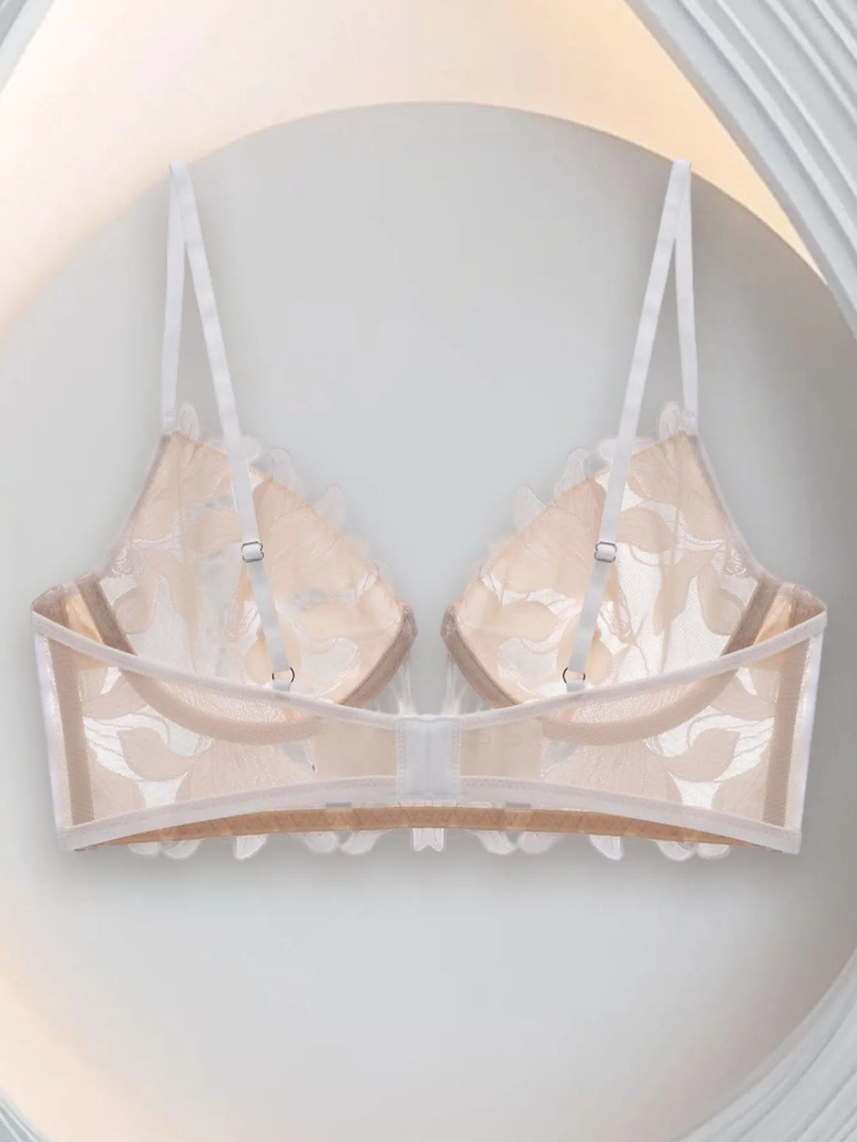Sexy Floral Embroidered Flower Mesh Underwire Push Up Lingerie Demi Sheer Mesh Balconette See Through Bralette Unlined Lingerie