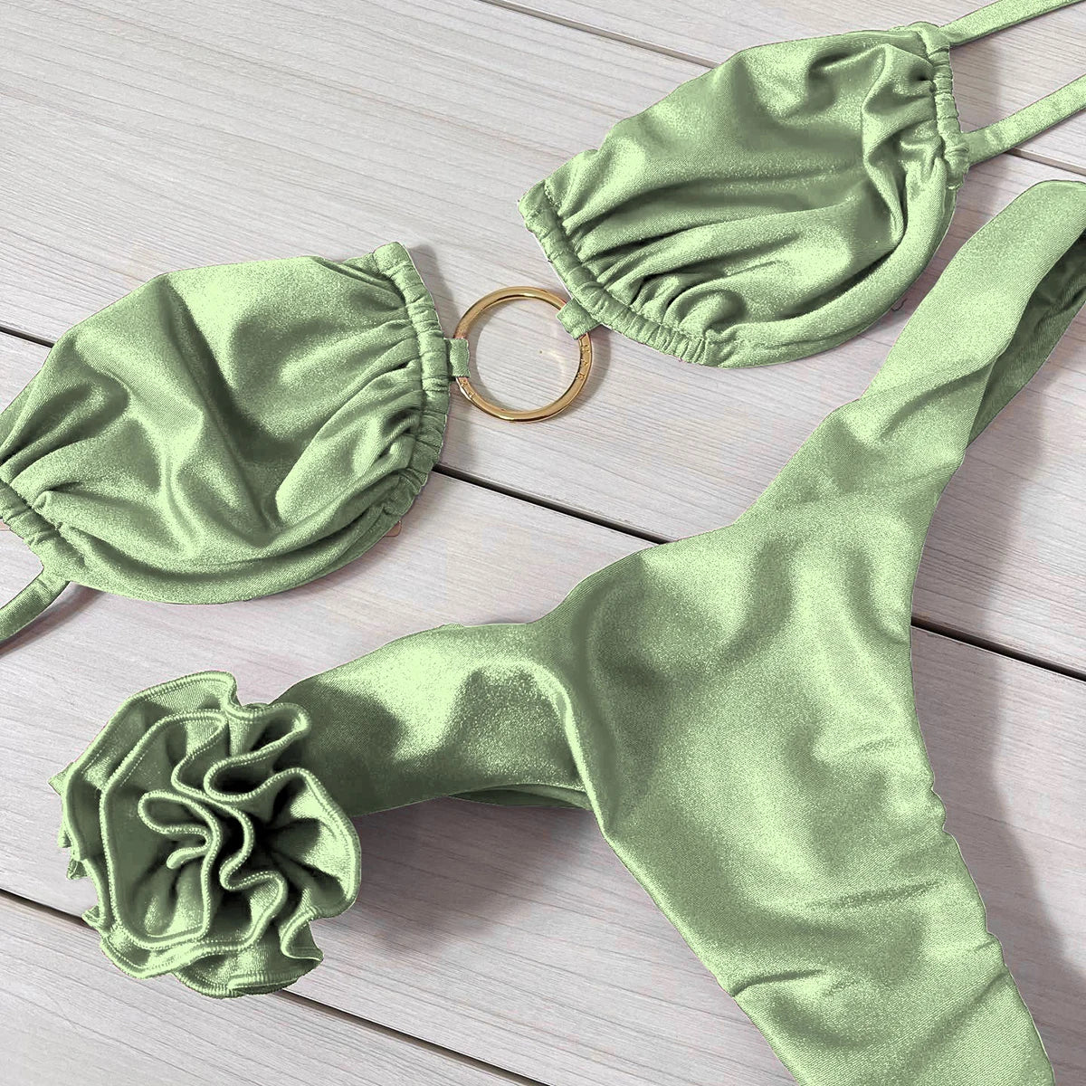 Sexy 3D Flower Bikini Swimsuit Brazilan Bikini Set Swimwear for Women High Leg Push Up Two Piece Bathing Suits Summer Female