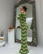Knitted Dress Leace-up Vestido Dresses 2025 Woman Beach Hollow Out Slim Vacation Beachwear Temperament Long Sleeves Holiday Sexy