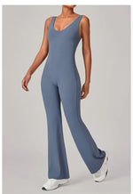 Women's Seamless Yoga Jumpsuits Sports Fitness Sleeveless Hip-lifting Flared One-piece Workout Gym Training Slim Fit Bodysuits