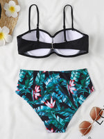 2026 Bandeau Swimsuit Women High Waist Bikini Printed Swimwear Female Padded Bathers Bathing Swimming Swim Suit Beachwear