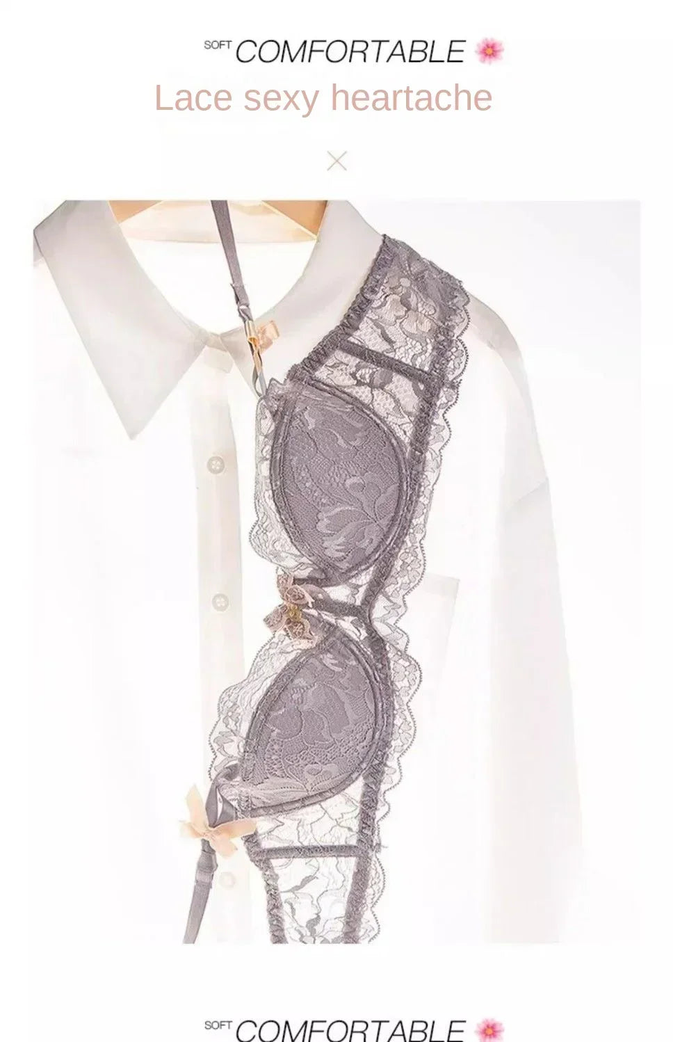 MOYISU French Romance Breathable and Comfortable Breathable Sexy Lace Not Empty Cup Bra Set Pure Desire Girl Super Beautiful