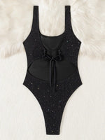 Glitter Sparkling Cut Out Backless One Piece Swimsuit Women Swimwear Female High Cut Leg Bather Bathing Suit Swim Lady Beachwear
