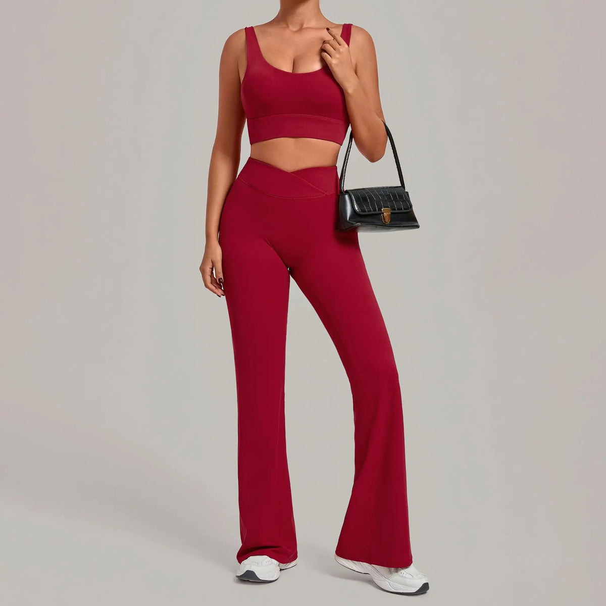 Women's Seamless Yoga Sets Sports Fitness Hip-lifting High Waist Flared Pants Backless Bra Suits Training WorkoutLeggings Sets
