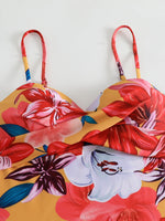 Vintage Flroal Print Swimsuit 2026 Women Padded Pleate Tummy Control One Piece Swimwear Cut Out Beach Bathing Swimming Suits