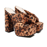 2026 New Europe and America Style Leopard Print Slippers Comfort Platform High Heel Sandals 14.5CM Summer Women Outdoors Shoes
