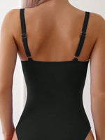 Sexy V Neck One Piece Swimsuit 2025 Mujer Women Black Hollow Out Pleate Tummy Control Swimwear Beach Bathing Suit Slim Monokini