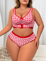 Fashion Heart Print Sexy Lingerie Set, Wireless Side Support Bra, Wing Smoothing Shaping Bra New Arrival
