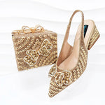 Doershow nice African Shoes And Bag Matching Set With GOLD Hot Selling Women Italian Shoes And Bag Set For WeddingHKK1-17