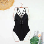 Sexy One Piece Swimsuit Swimwear Women Leaf Print Patchwork Hollow Cross Straps Backless Beachwear Bathing Suit Banadores Mujer