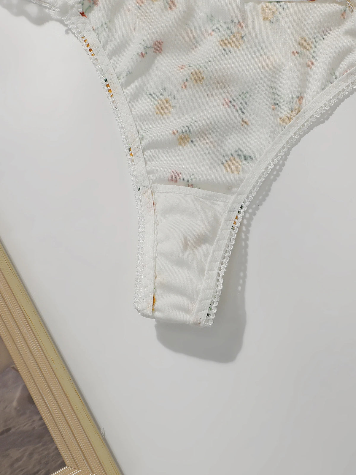 Women's Sweet Small Floral Pattern Underwear Set with Steel Hoop Crowd Push Up Suitable for Beach Vacation Wear MR3414