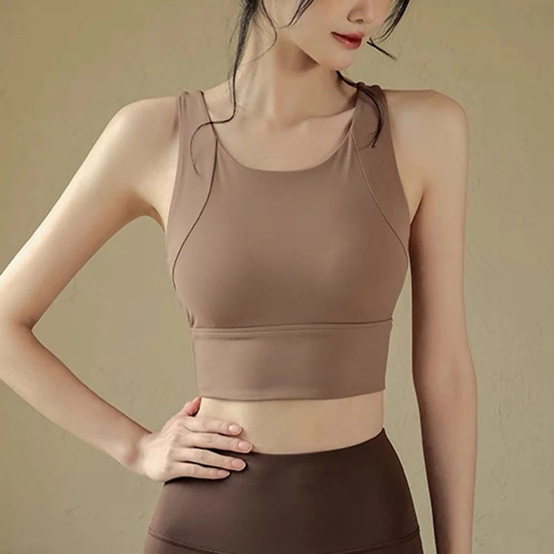 Women's Professional Shock-Absorbing Yoga Sports Vest One-Piece Gathering Sports Bra Running Collection with Breast Support