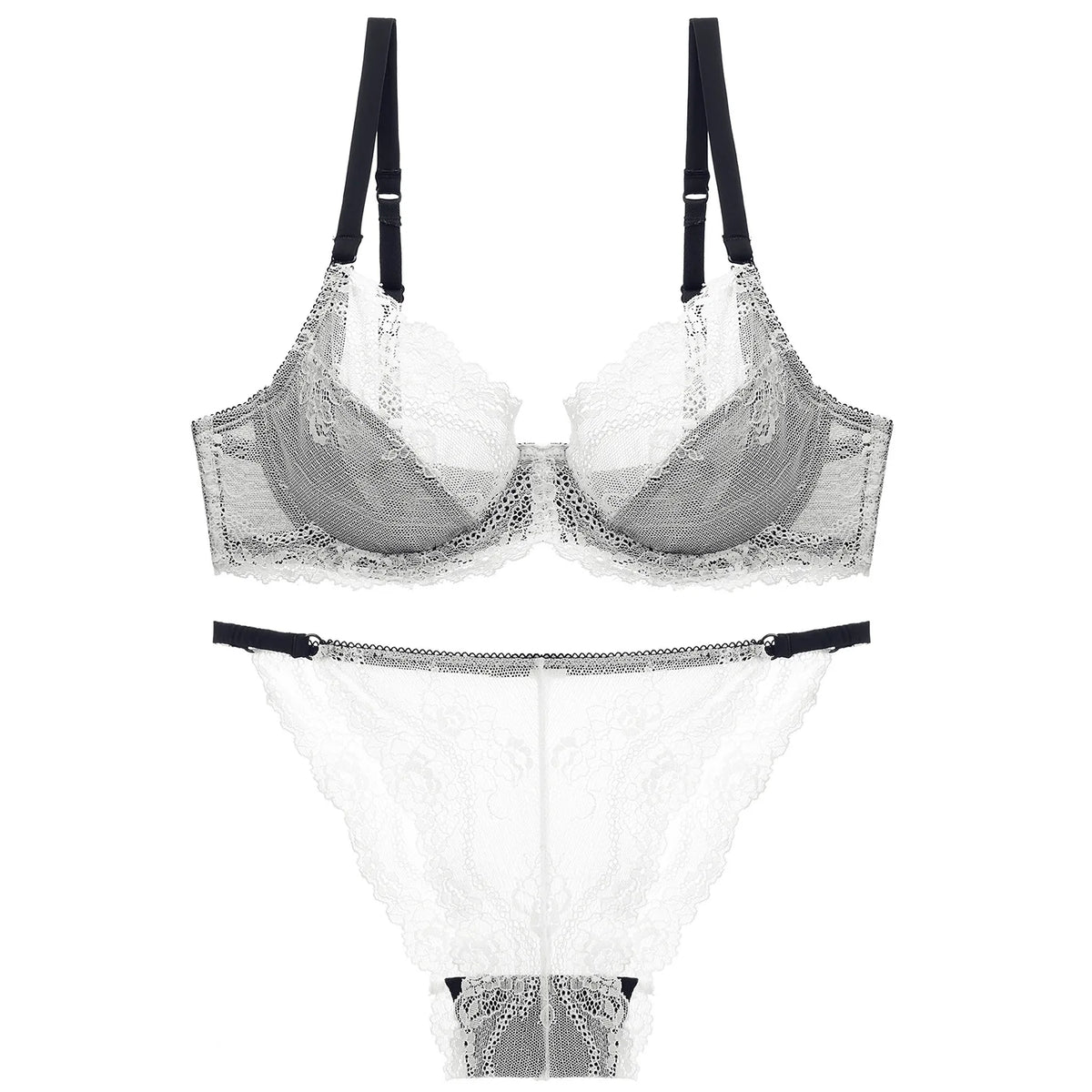 French Ultra Thin Underwear Set Sexy Lace Breathable Bra Set Women Comfortable Soft Intimates Lingerie Plus Size Bra Briefs Set