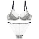 French Ultra Thin Underwear Set Sexy Lace Breathable Bra Set Women Comfortable Soft Intimates Lingerie Plus Size Bra Briefs Set