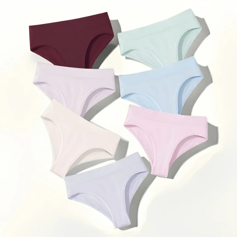 7Pcs/Set Panties Women Seamless Underwear High Rise Briefs Female Underpants Solid Color S-XXXL Sexy Lingerie Comfort Intimates