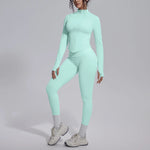 Women's Seamless Yoga Sets Sports Fitness Zipper Long-Sleeve Jacket Slim-fit Hip Lift Pants Suits Workout Training Gym Sets