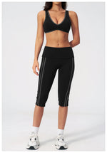 Summer Color Blocked Yoga Sets Women Slim Sports Bra High Waist Pants Fitness Suits Outwear Gym Running Push Up Workout Clothes
