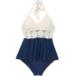 Women knitted Tankinis High Waist Bikini Set Handmade Crochet Bikinis Bathing Suit Beachwear For Asian