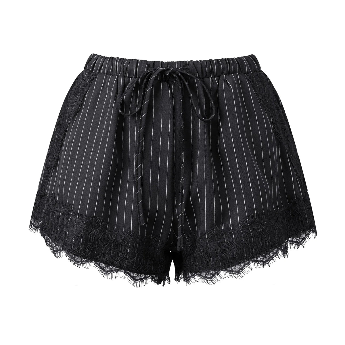 Women's Summer Shorts Elastic Waist Striped Lace Hem Loose Shorts with Pockets Fashion Daily Out Going Lounge Short Pants