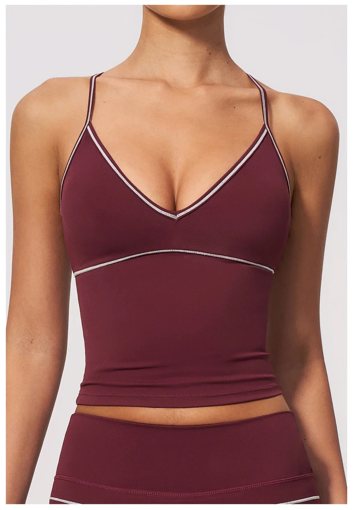Summer Back I Shaped Sports Bra Sexy Deep V Neck Contrast Color Slimming Yoga Tank Top Outdoor Workout Fitness Gym Running Vest