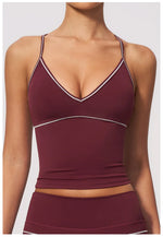 Summer Back I Shaped Sports Bra Sexy Deep V Neck Contrast Color Slimming Yoga Tank Top Outdoor Workout Fitness Gym Running Vest