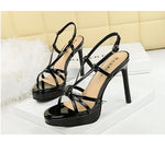 BIGTREE Classic Black Ankle Strap Stiletto Heels Round Toe Open Toe High Heels Women's Versatile Dress Shoesfor All Occasions