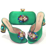 Doershownew Italian blue Shoes And Bag Sets For Evening Party With Stones Italian Leather Handbags Match Bags! HSD1-35