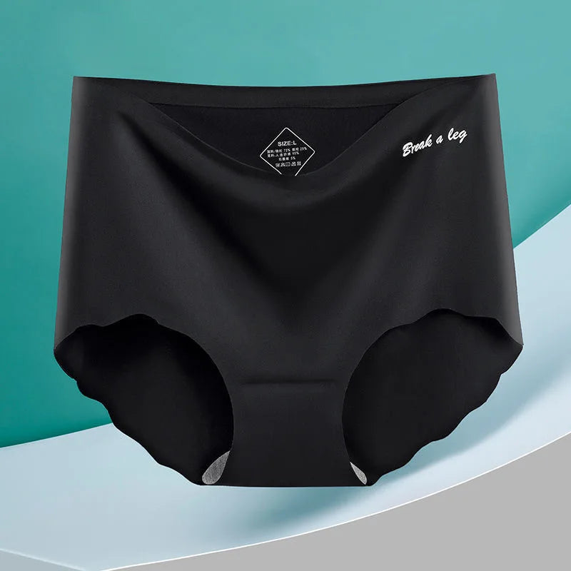 Women High Waist Panties Ice Silk Seamless Tummy Control Briefs Sexy Printing Flowers Soft Comfort Underwear Butt Lifter Panty