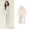 Thick Extra Long Embroidered Coral Fleece Bathrobe Elegant Ladies Winter Bridal Home Sleepwear Dressing Gown