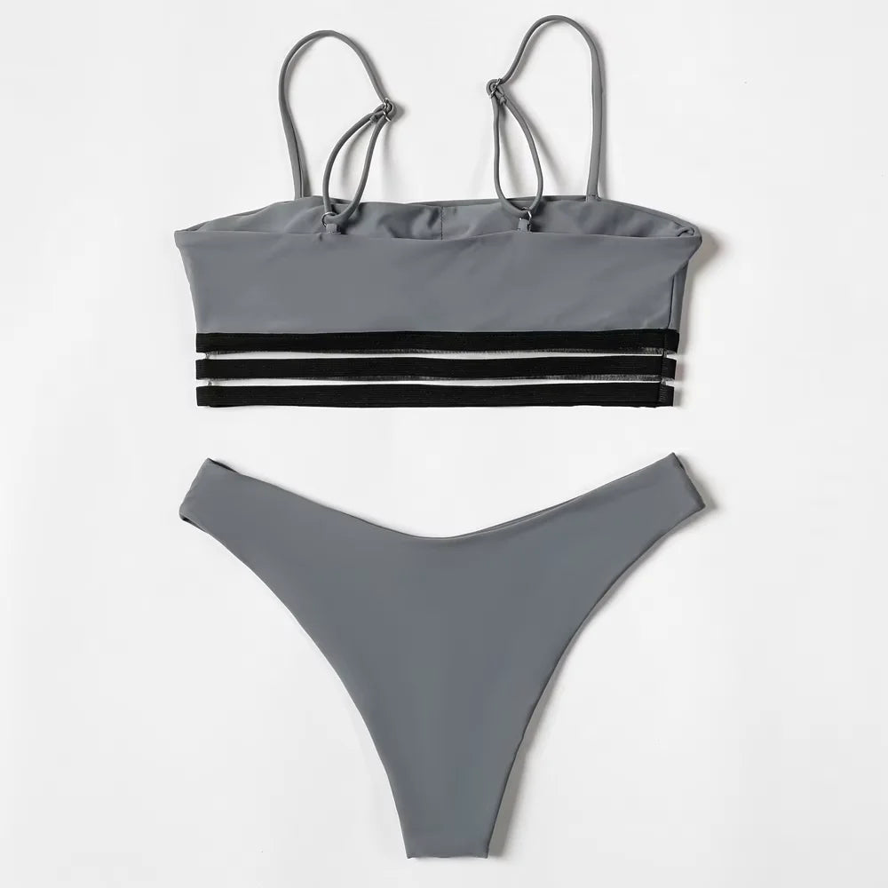 ZTVitality Solid Wrinkles High Waist Bikini 2022 New Padded Lace Up Swimsuit Sexy Swimwear Women Brazilian Bathing Suit Biquini