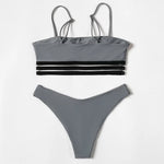 ZTVitality Solid Wrinkles High Waist Bikini 2022 New Padded Lace Up Swimsuit Sexy Swimwear Women Brazilian Bathing Suit Biquini