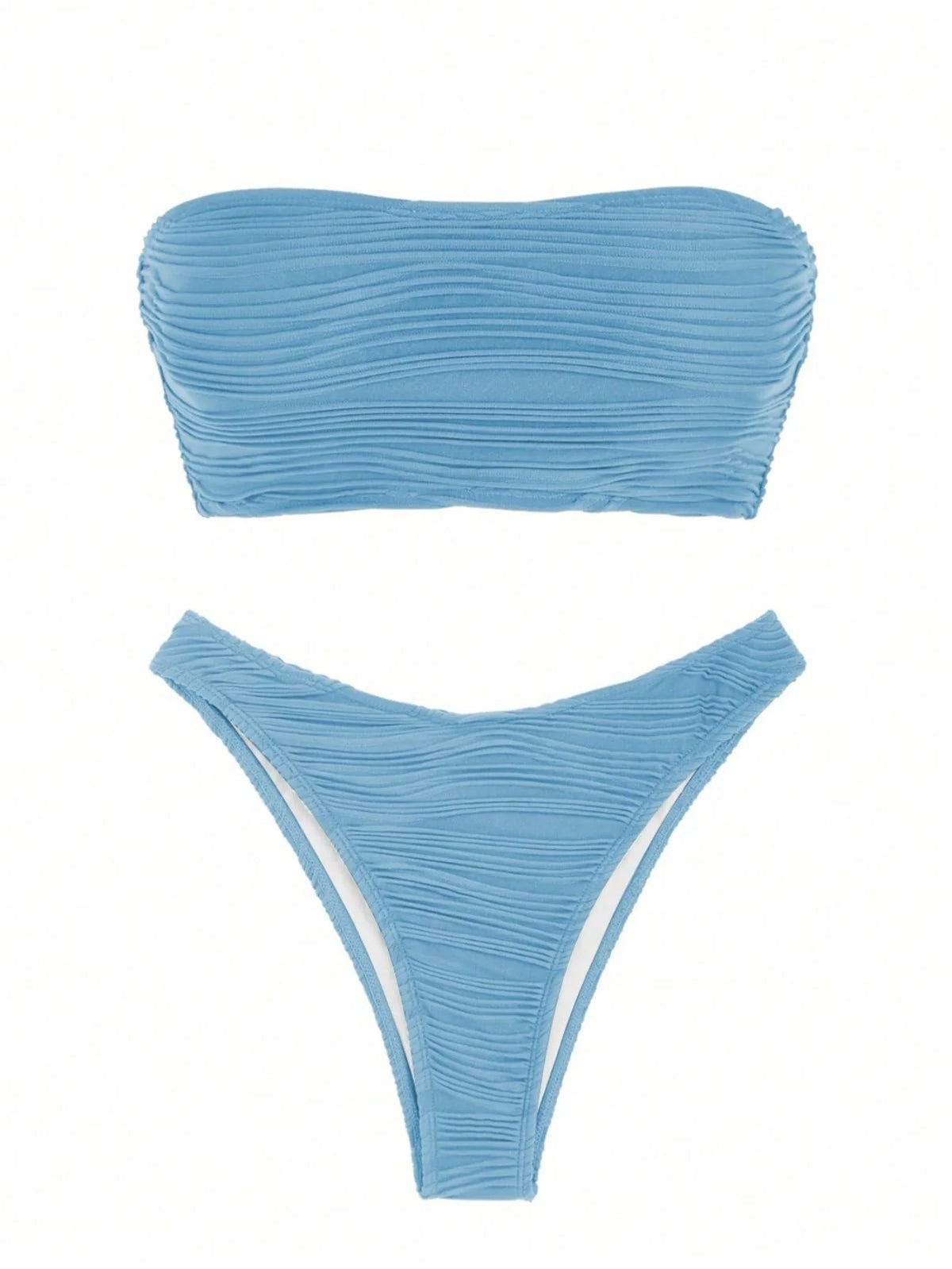 Contrast Binding Bandeau Bikinis 2026 Women Sexy Swimsuit Solid Padded Swimwear Female Bathing Suit Swimming Summer Beachwear
