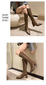 Pointed Toe Women High Boots Fashion Side Zippers Long Booties Ladies Elegant Party High Heel Shoes Winter Women's Footwear