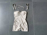 Womens Two Way Wear Bodysuit Sleeveless Yoga Stretch One Piece Romper Sexy Fitness Side Pockets Sportwears Bodysuit