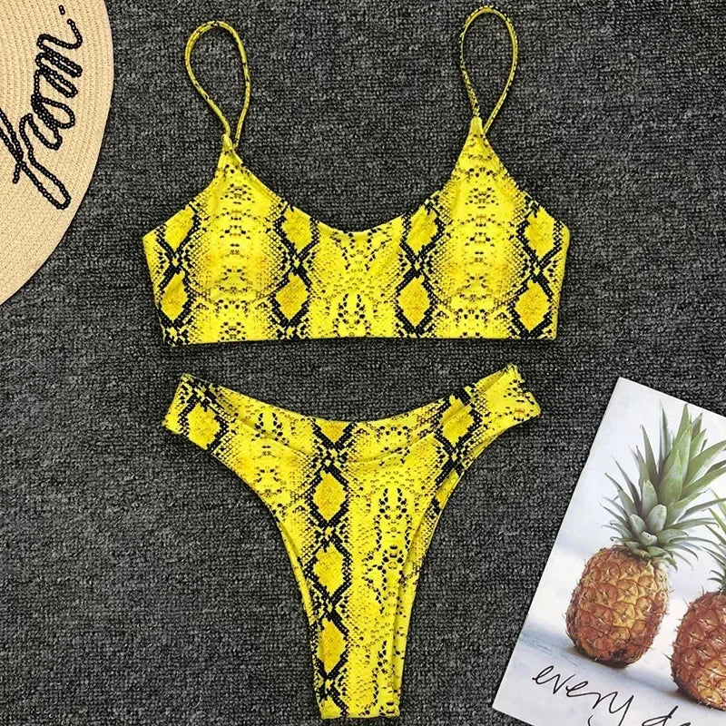 2026 Snake Leopard Brazilian Bikini Female Swimsuit Women Swimwear Two Pieces Bikini Set High Cut Bathing Suit Swim Beach Wear