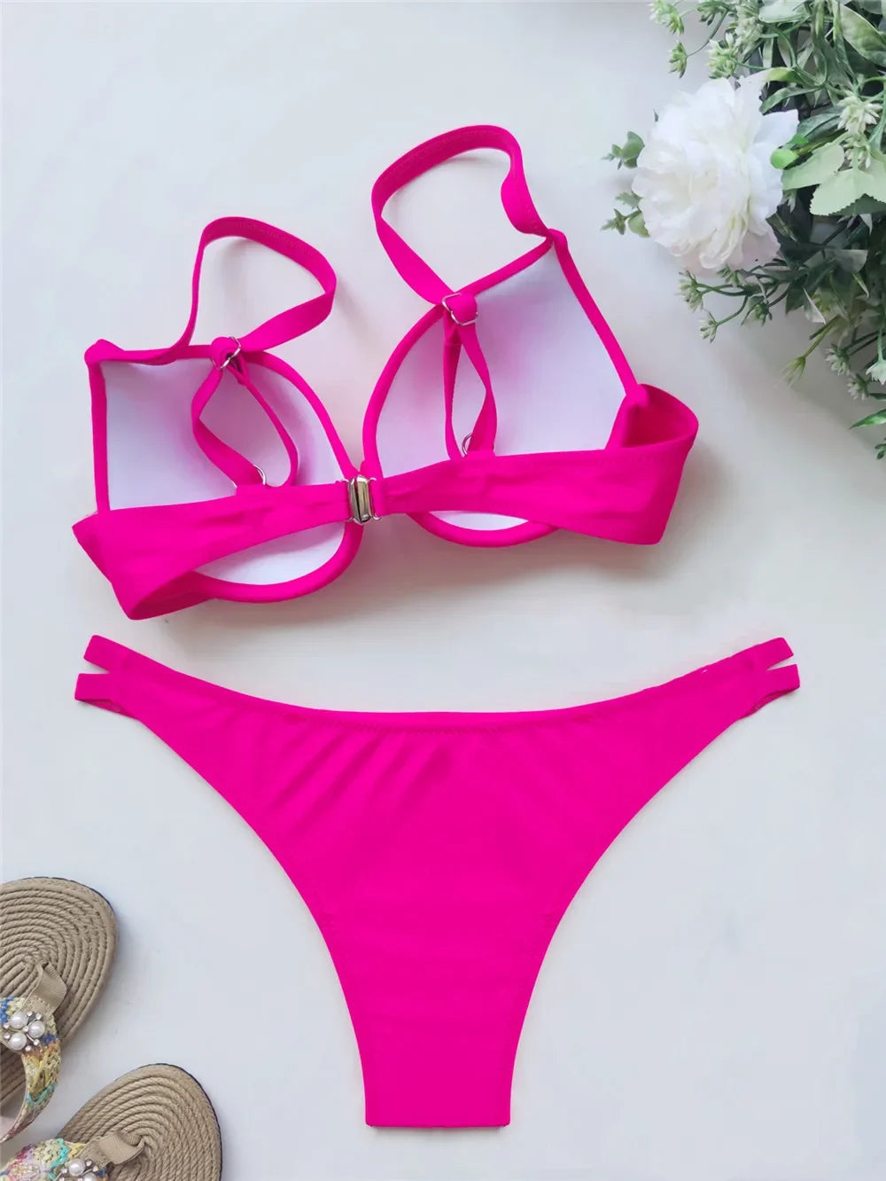 Sexy Red Push Up Swimsuits Women Bikinis Sets 2026 Mujer Swimwear Ruched High Cut Bathing Suit Biquinis Underwire Bikini Bathers