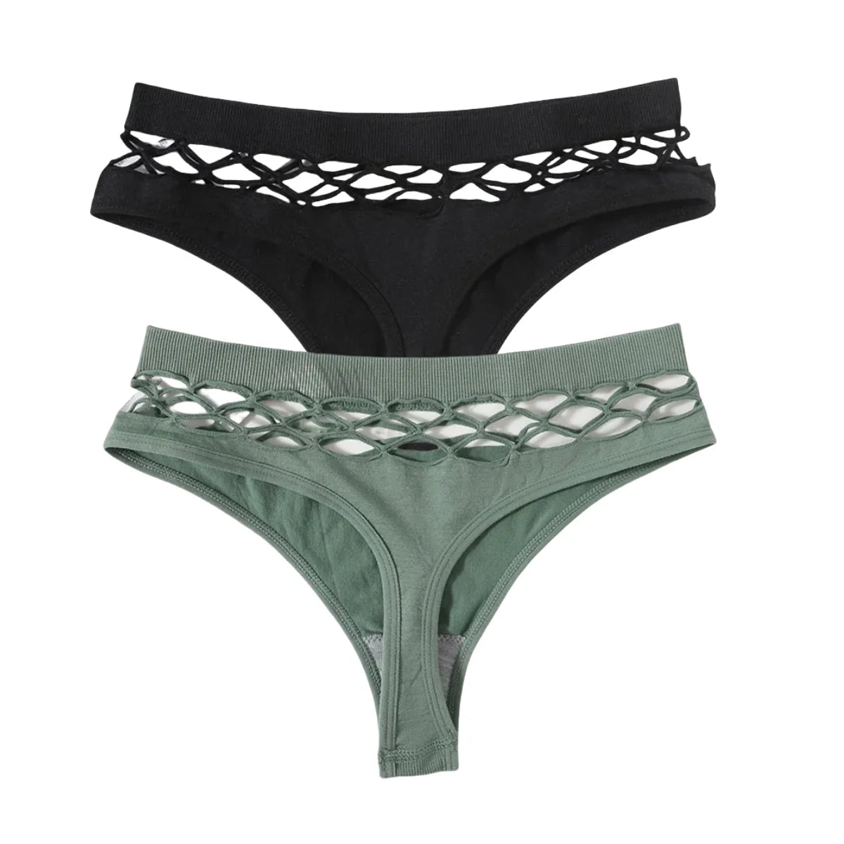 2Pcs/Set Seamless Thongs Panties Women High Rise Underwear Sexy Lingerie Bottoms Female Underpants Hollow G-String Pantys M-L
