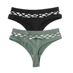 2Pcs/Set Seamless Thongs Panties Women High Rise Underwear Sexy Lingerie Bottoms Female Underpants Hollow G-String Pantys M-L