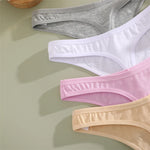 4PCS Women Seamless Thong Cotton Thin Strap Low Waist High Flexibility Panties Sexy Underwear Ladies Briefs T-back Soft Women