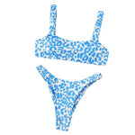 2 Pcs/Set Lady Swimwear Set Leopard Print Quick Dry Women Bathing Suit Slim Fit Wireless Summer Bikini Set For Beach