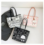 Large Capacity Printed Tote Bag, Fashion and Versatile Casual Single Shoulder Handbag with Pendant, College Style Women's Bags