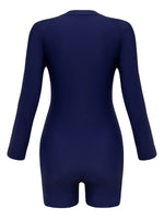 2026 Zipper Slim Swimsuit Women Long Sleeves One Piece Swimwear Female Bather Bathing Swimming Swim Surf Suit Beachwear