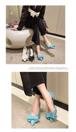2026 New Thin Heels Pumps Women Blue Elegant Slip-On Party Shoes Woman Summer Pointed Toe Solid Color High Heels Shoes